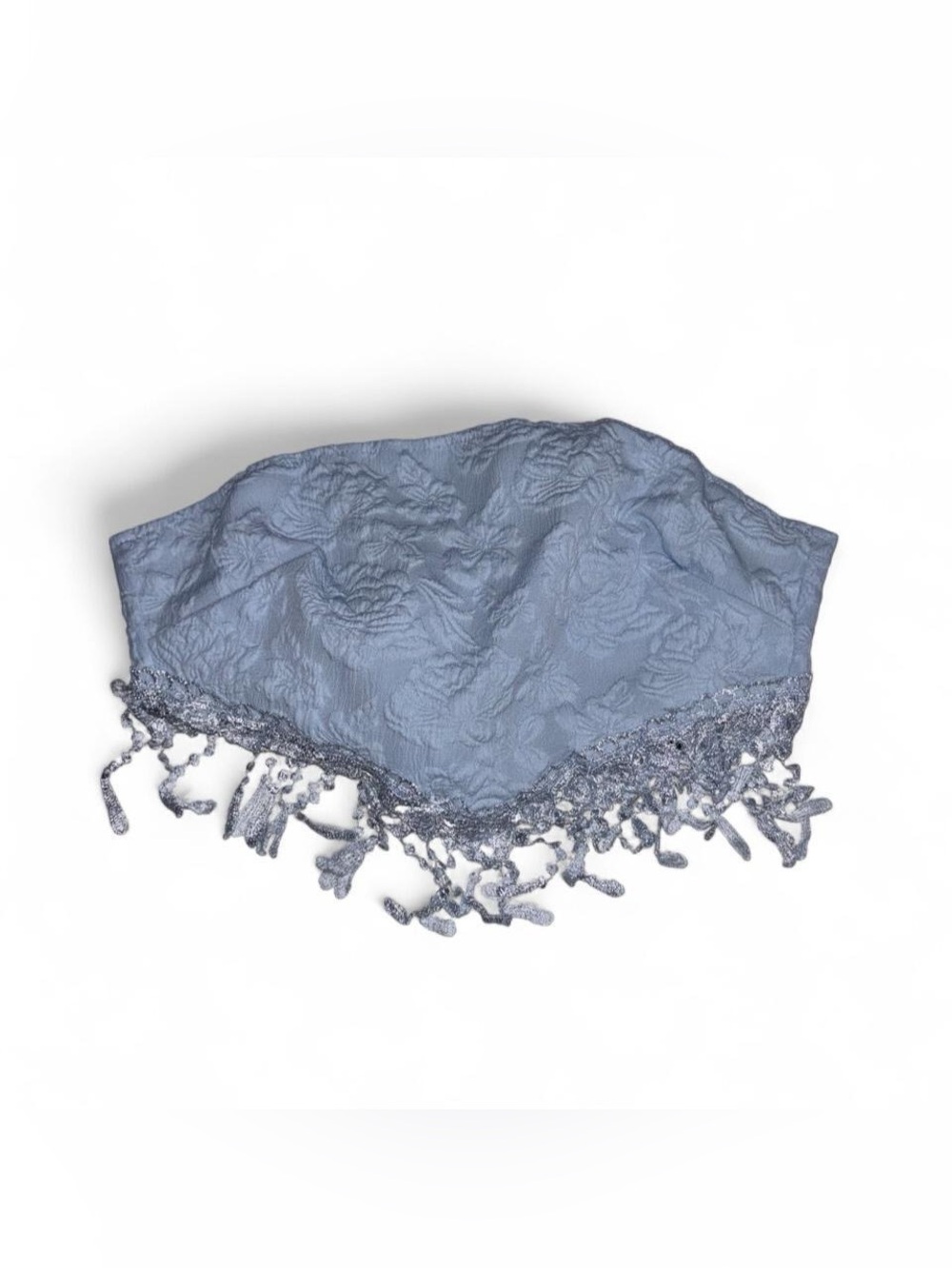 Light Blue Floral Embossed Lace-Trim Corset Tube Top